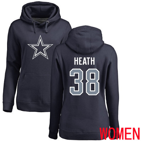 Women Dallas Cowboys Navy Blue Jeff Heath Name and Number Logo 38 Pullover NFL Hoodie Sweatshirts